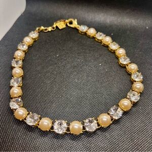 ZENZII Pearl & Clear‎ Rhinestones Gold Tone Statement Necklace Choker